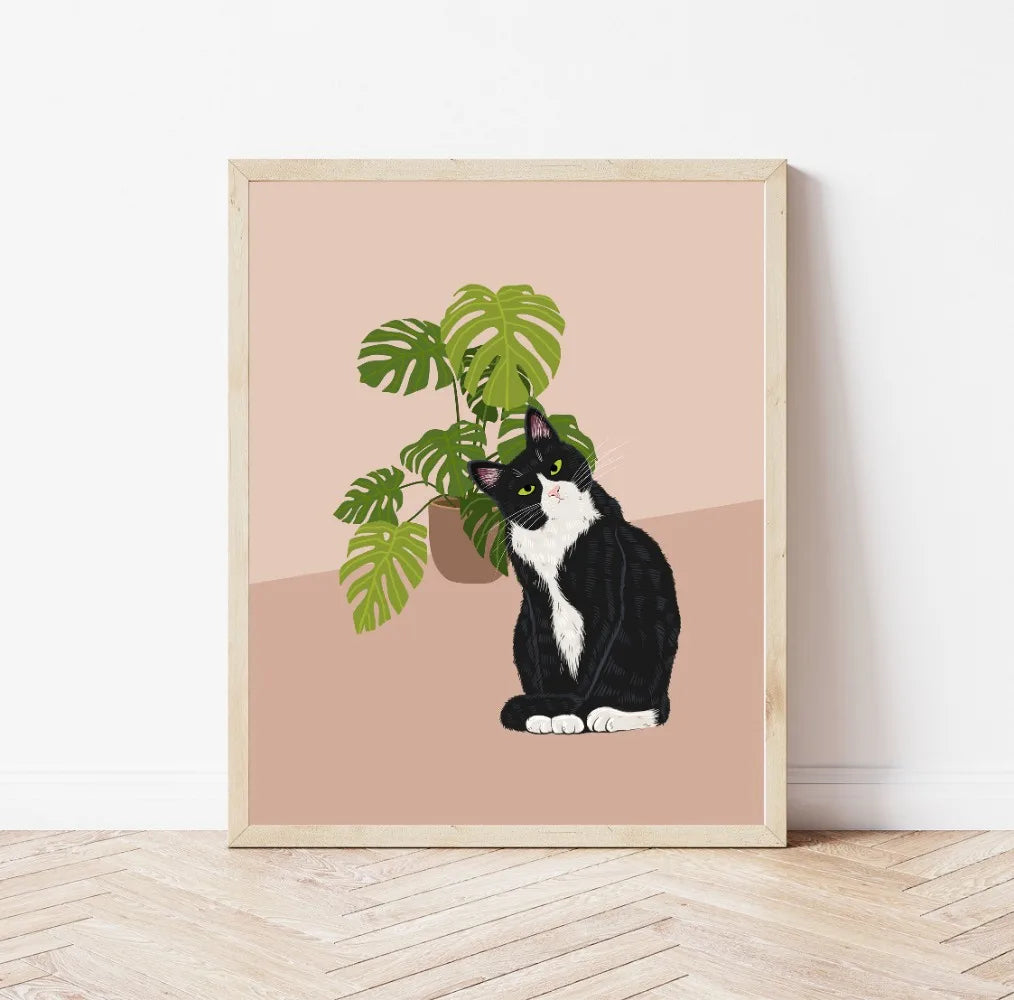 Minimal Plant Cat Poster | 10