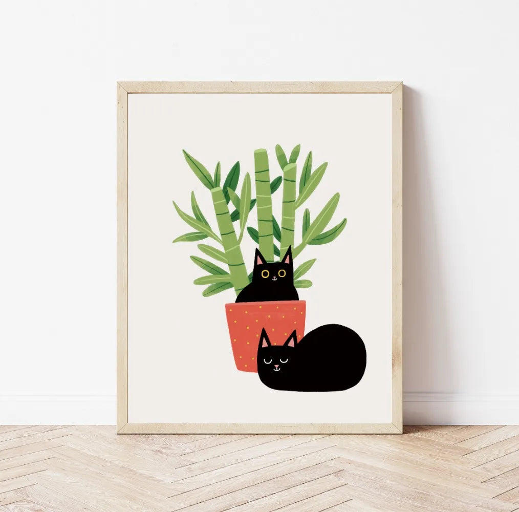 Minimal Plant Cat Poster | 11