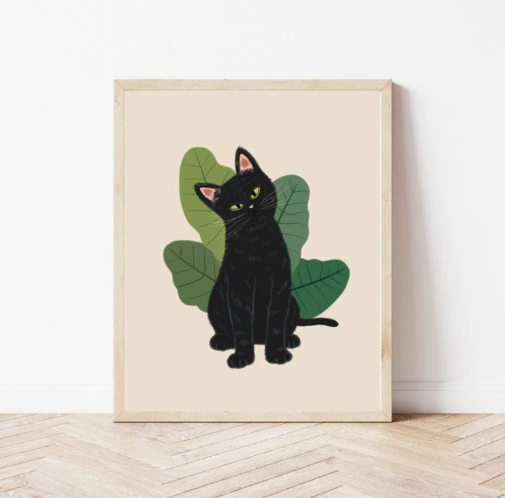 Minimal Plant Cat Poster | 15