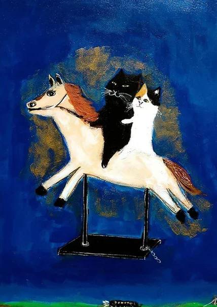 Cat Art Poster Canvas Print | Ride Ride Ride!