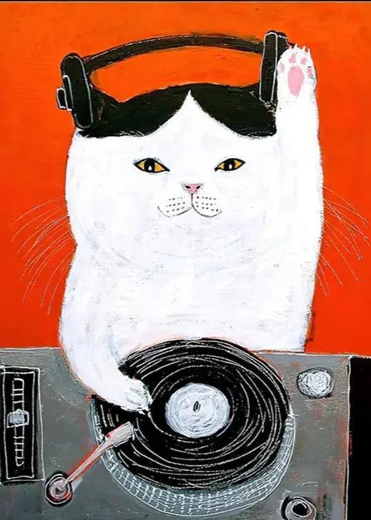 Cat Art Poster Canvas Print | DJ Meow