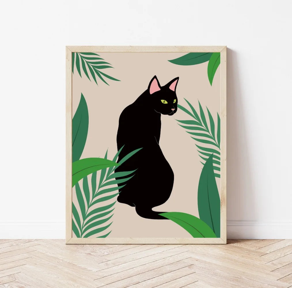 Minimal Plant Cat Poster | 20