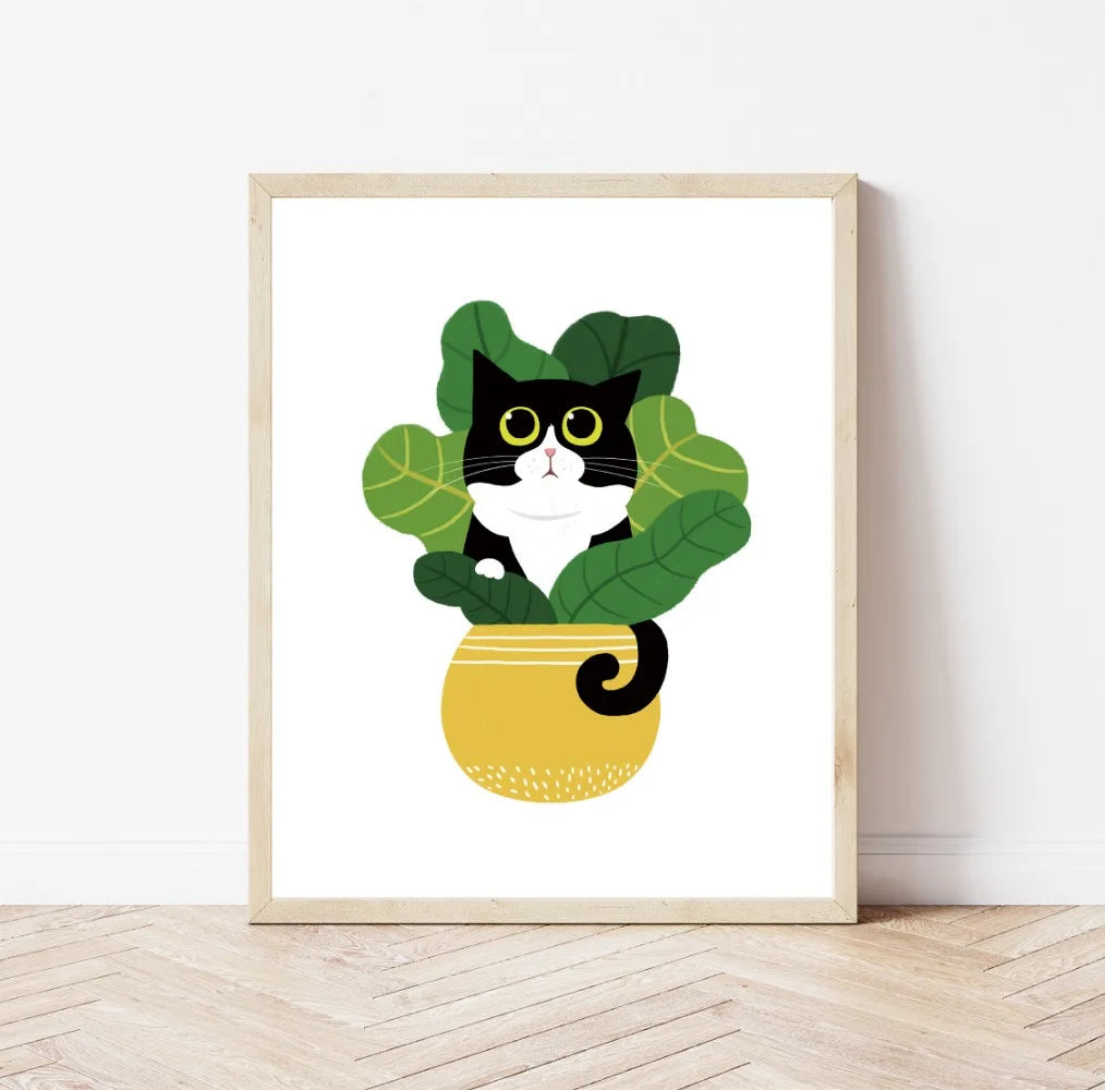 Minimal Plant Cat Poster | 25