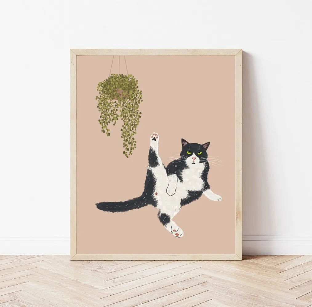 Minimal Plant Cat Poster | 26