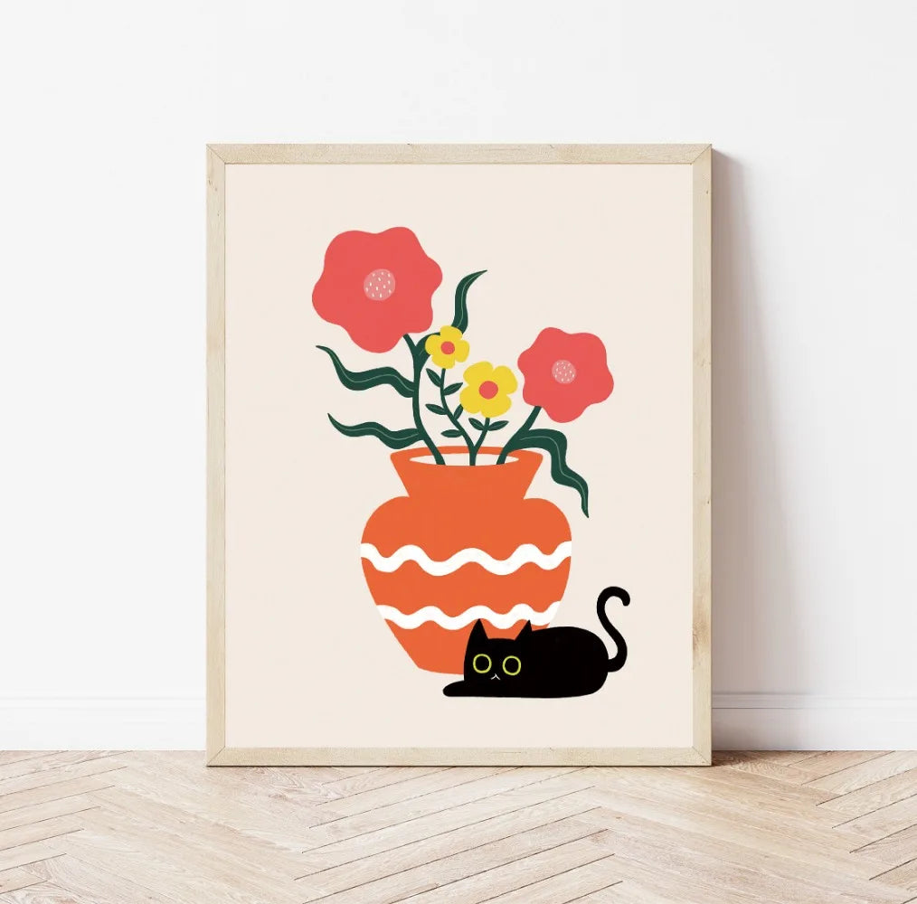 Minimal Plant Cat Poster | 27