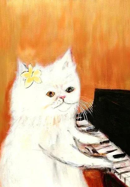 Cat Art Poster Canvas Print | Meow Pianist