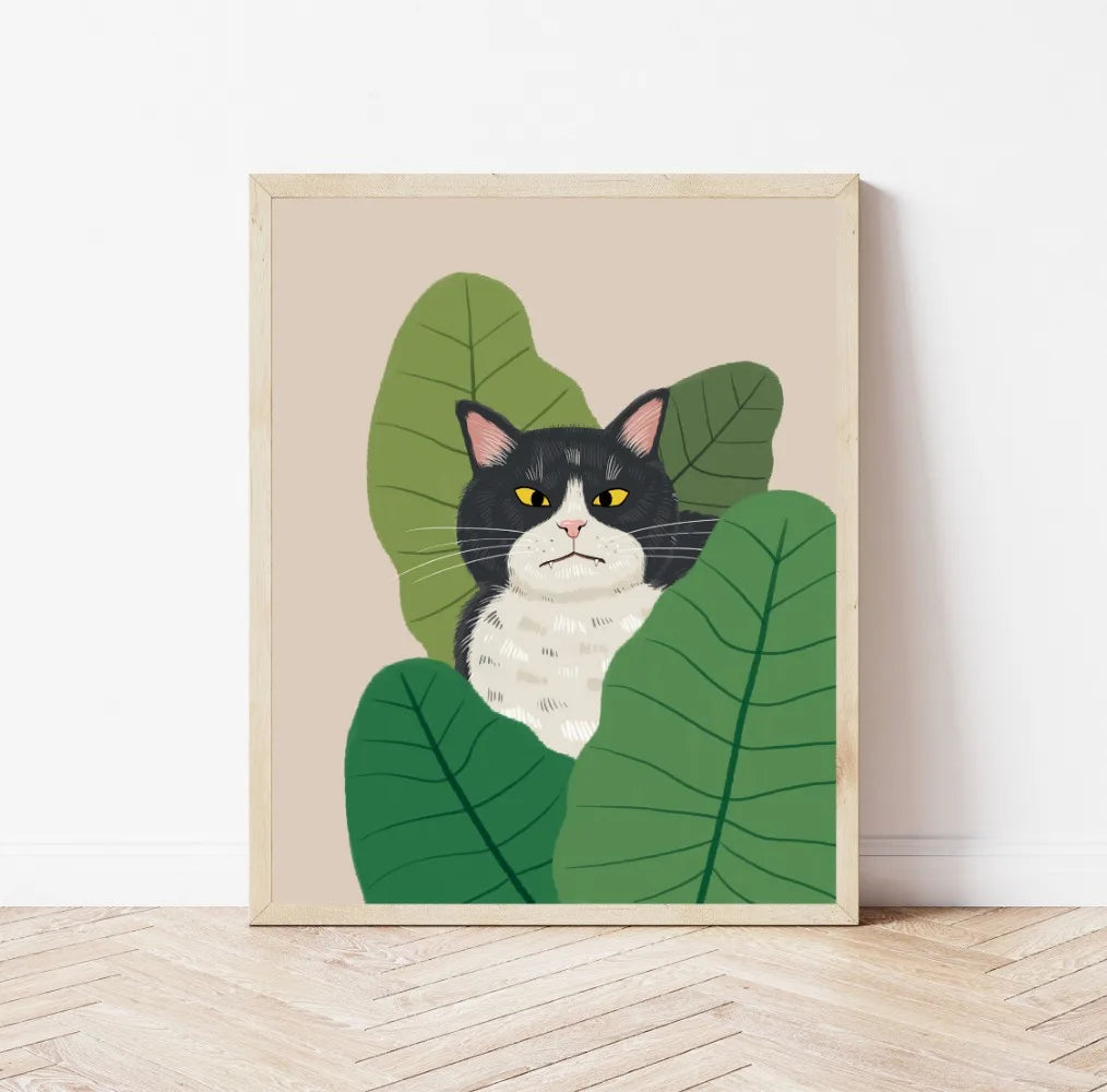 Minimal Plant Cat Poster | 9