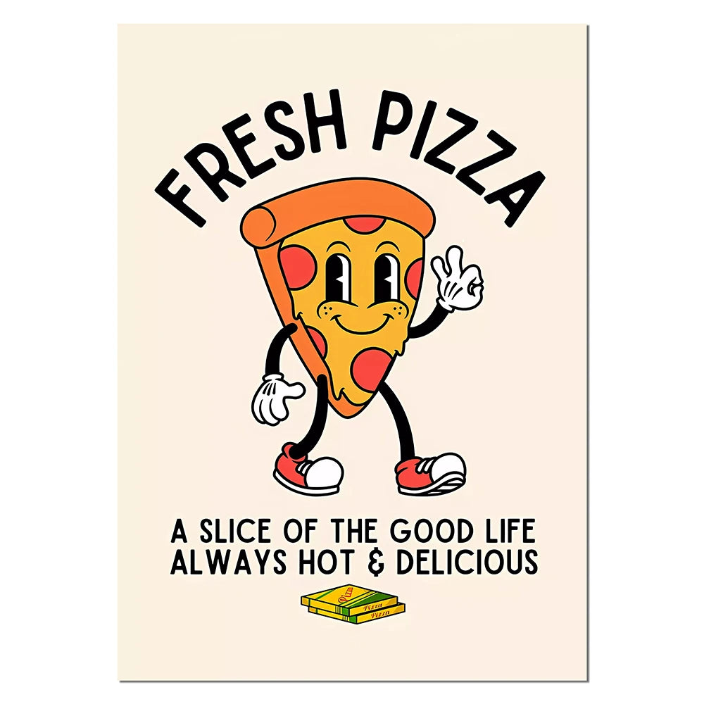 Breakfast Retro Character Poster | Fresh Pizza